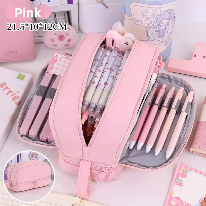 New pencil case back to school essential large capacity school supplies pencil eraser ruler storage bag stationery box view 6