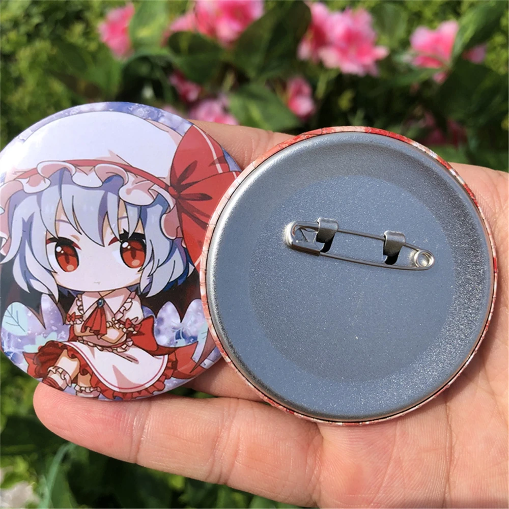 Anime TouHou Project Saigyouji Yuyuko Konpaku Youmu Hakurei Reimu Cosplay Costume Badge Pin SPTE Tinplate Brooch Accessories