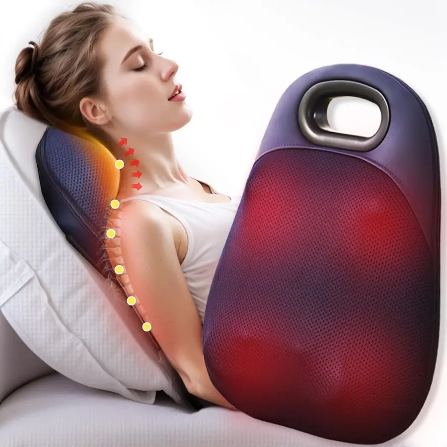 

Neck and Back Massager,with Heating and Bidirectional Rotation Heads,4D Electric Massage Pillow with 4 Nodes,Neck Back Shoulder