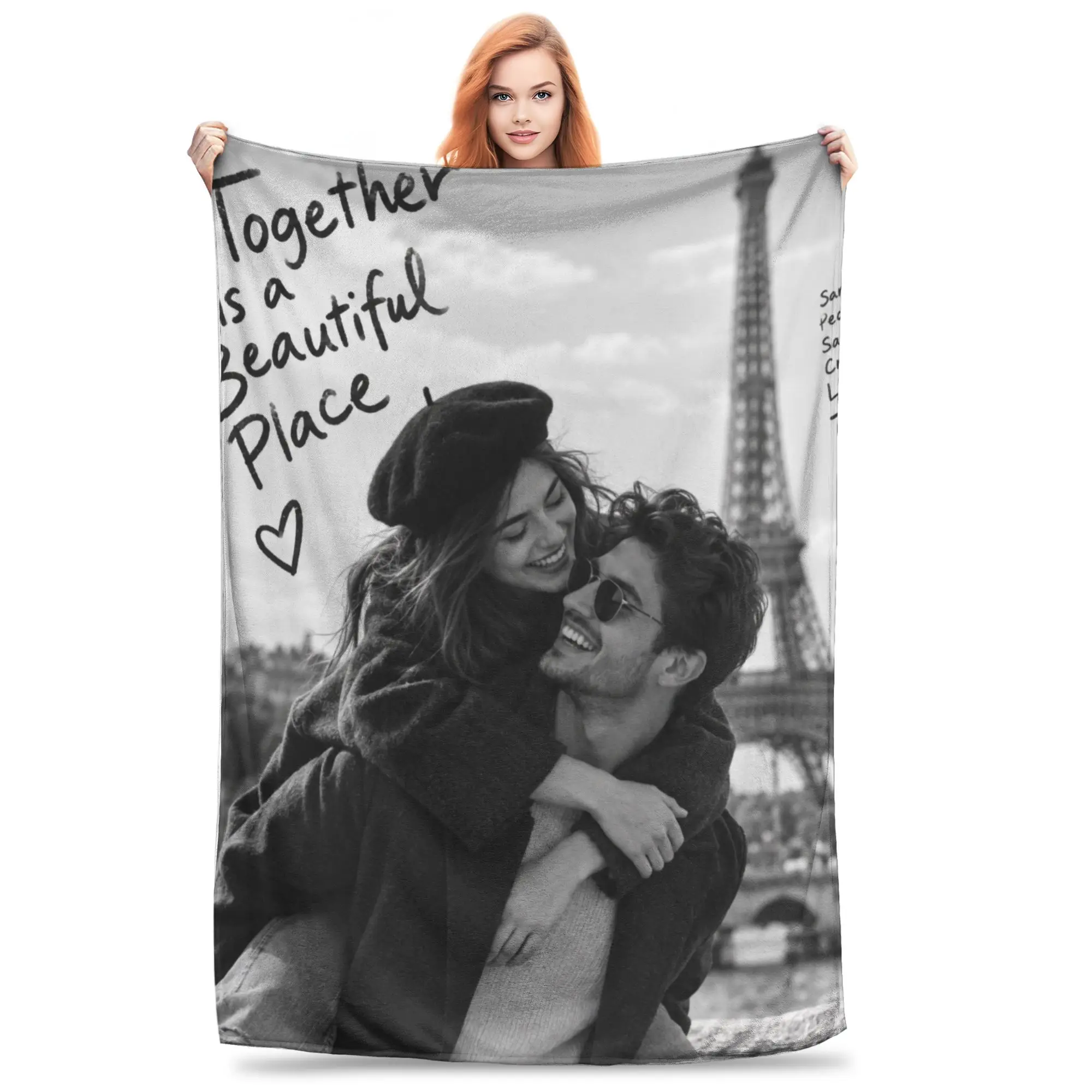1PC Eiffel Tower Hug  Winter Blankets for Adults Bedding Home Interior Sofa Knee