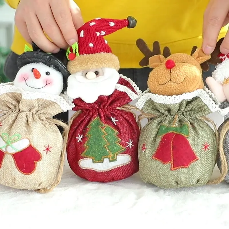 

5PCS New Christmas Candy Gift Bag Christmas Eve Apple Bag Cartoon Doll Shaped Party Gift Bag Children's Handheld Candy Bag