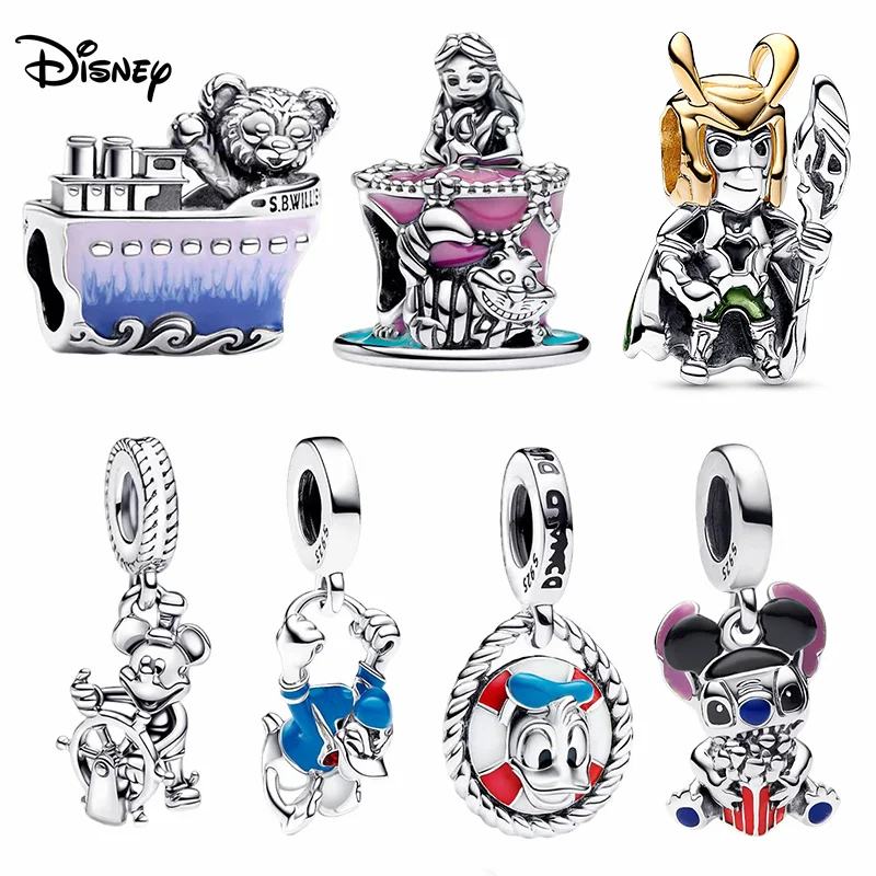 

Disney 925 Sterling Silver Stitch and Bear Pendant Beaded DIY Jewelry Fashion Gift Birthday Holiday Everyday Wear