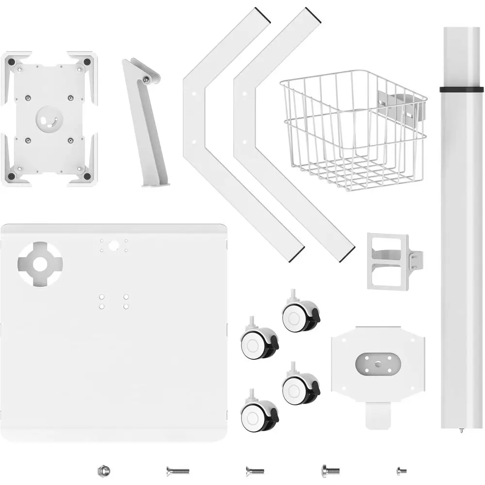 Adjustable Rolling Medical Cart: Pneumatic Mobile Workstation with iPad Enclosure or 9.7-13