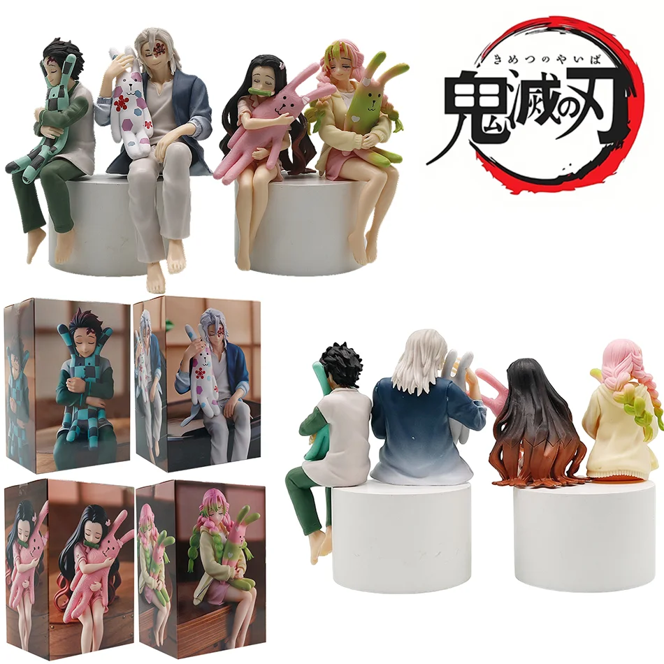 1/4 piezas Figuras de PVC de Anime Demon Slayer: Destruction - Kanroji Mitsuri, Kamado Nezuko, Uzui Tengen, Kamado Tanjirou
