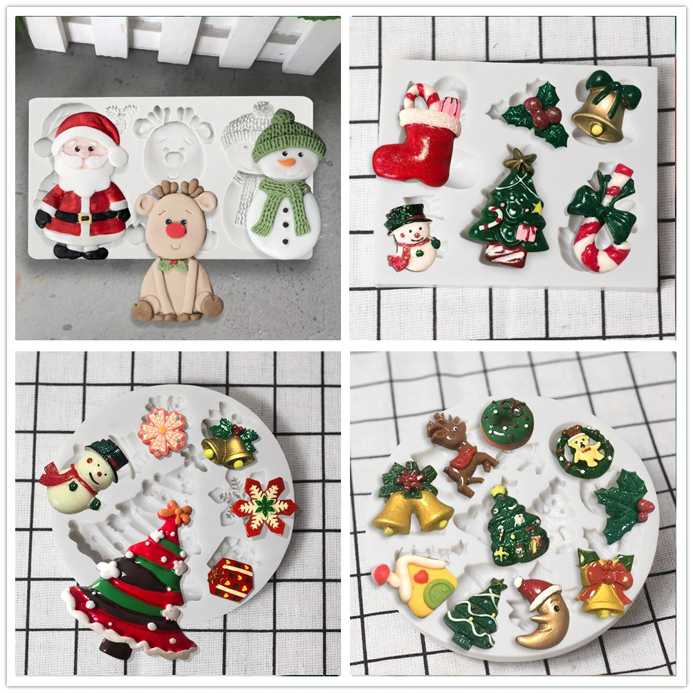 

Fudge Chocolate Chip Cookie Mold DIY Cake Decorating Baking Supplies Santa Snowman Deer Silicone Resin Pendant Making Tool