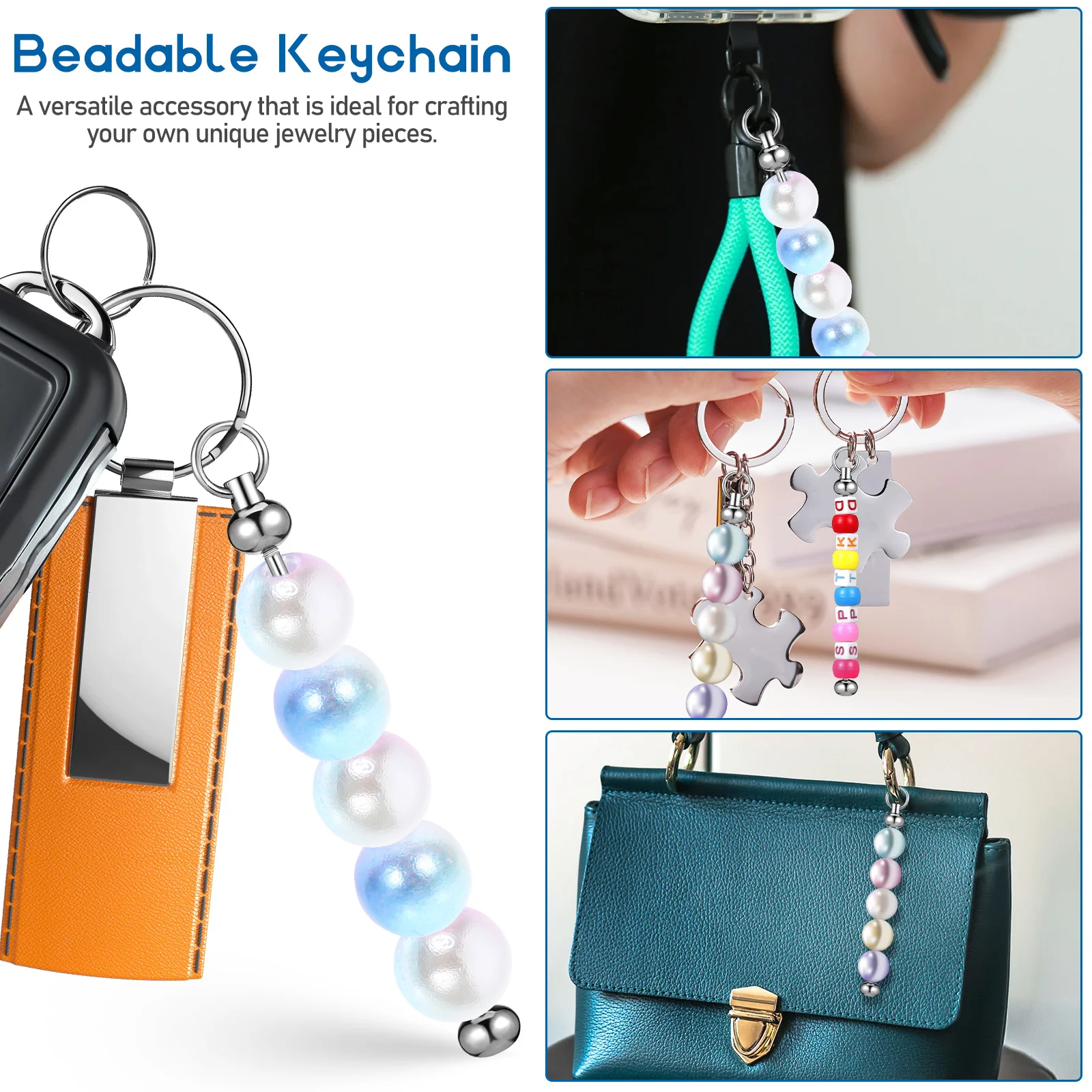 

10 pcs Keychain Beadable Keychain Bars Supplies Sturdy Metal Craft Keychains Bag Hanging nament Backpack Pendant Compact