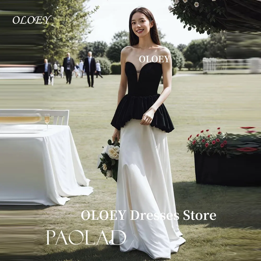 

OLOEY Contrast Black And White Evening Party Dresses Velvet Sweetheart Long Formal Party Dress Occasion Event Birthday Customize