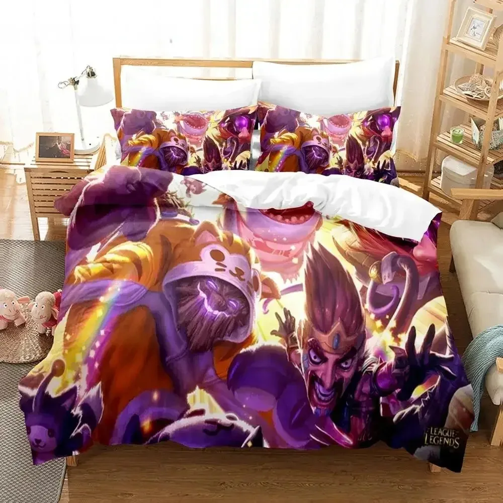 Anime League of Legends Bedding Set Single Double Twin Full Queen King Size Bed Children's Bedroom Duvet