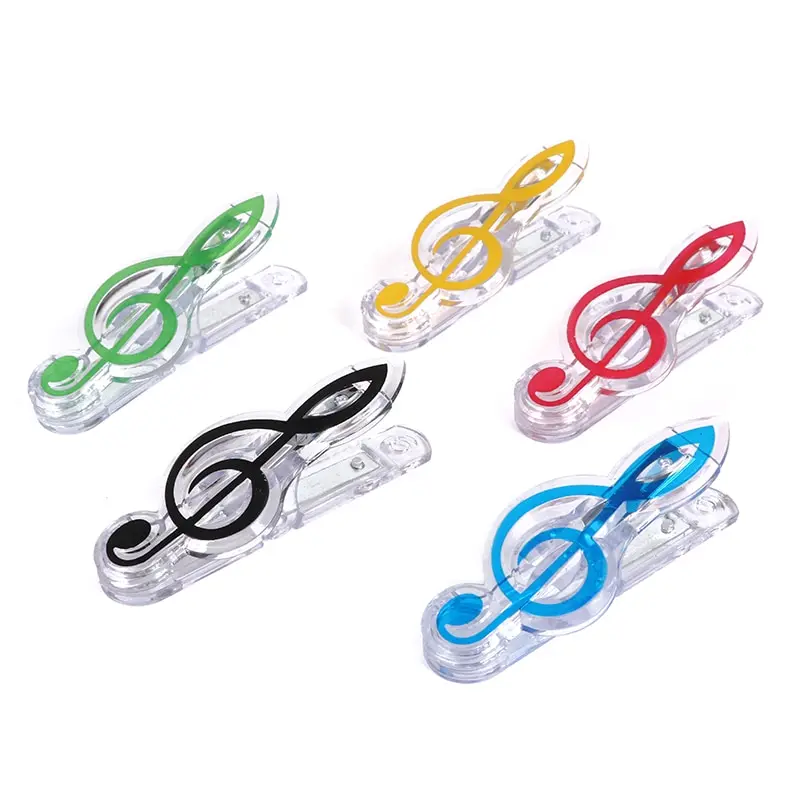 5Pcs Mini Music Folder Clips Book Paper Sheet Clips Steel Spring Score Funny Decorative Paper Musical Notation Clips