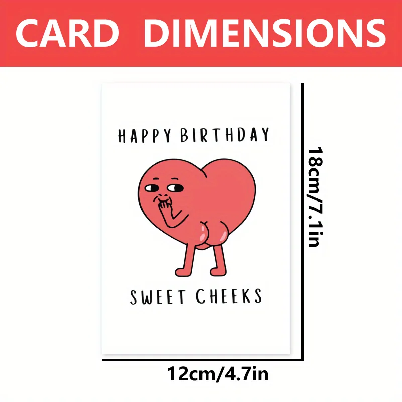 بطاقة عيد ميلاد سعيد لعيد ميلاد سعيد ، عيد ميلاد سعيد ، خدود جميلة ، مؤخرة على شكل قلب ، فكاهية ،