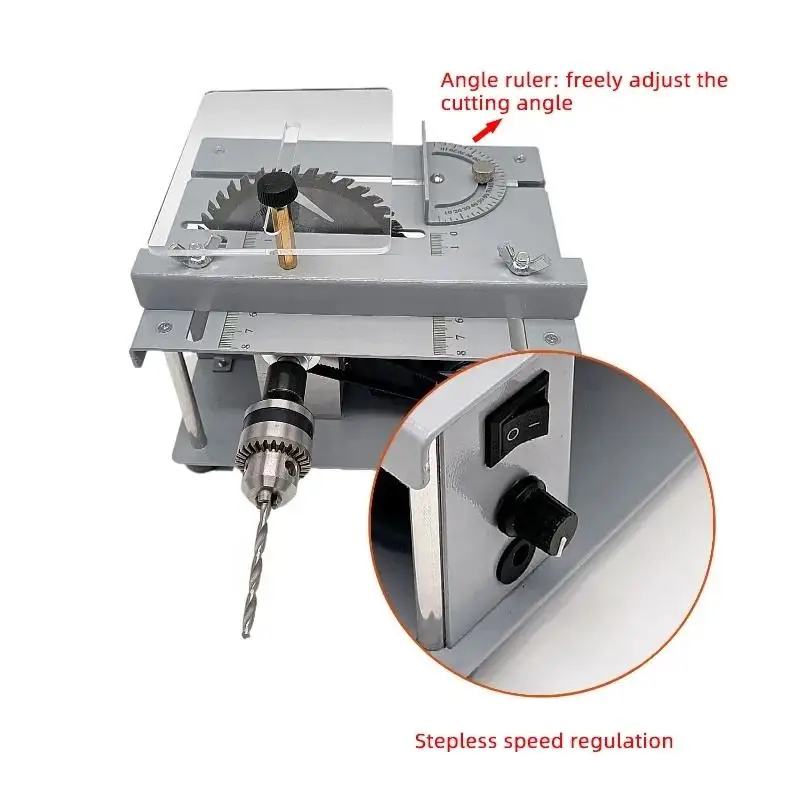 Mini Sierra de mesa para manualidades, sierra de corte de Metal, 96W, profundidad de corte ajustable, fuente de alimentación de 7 velocidades, sierra de mesa de corte portátil