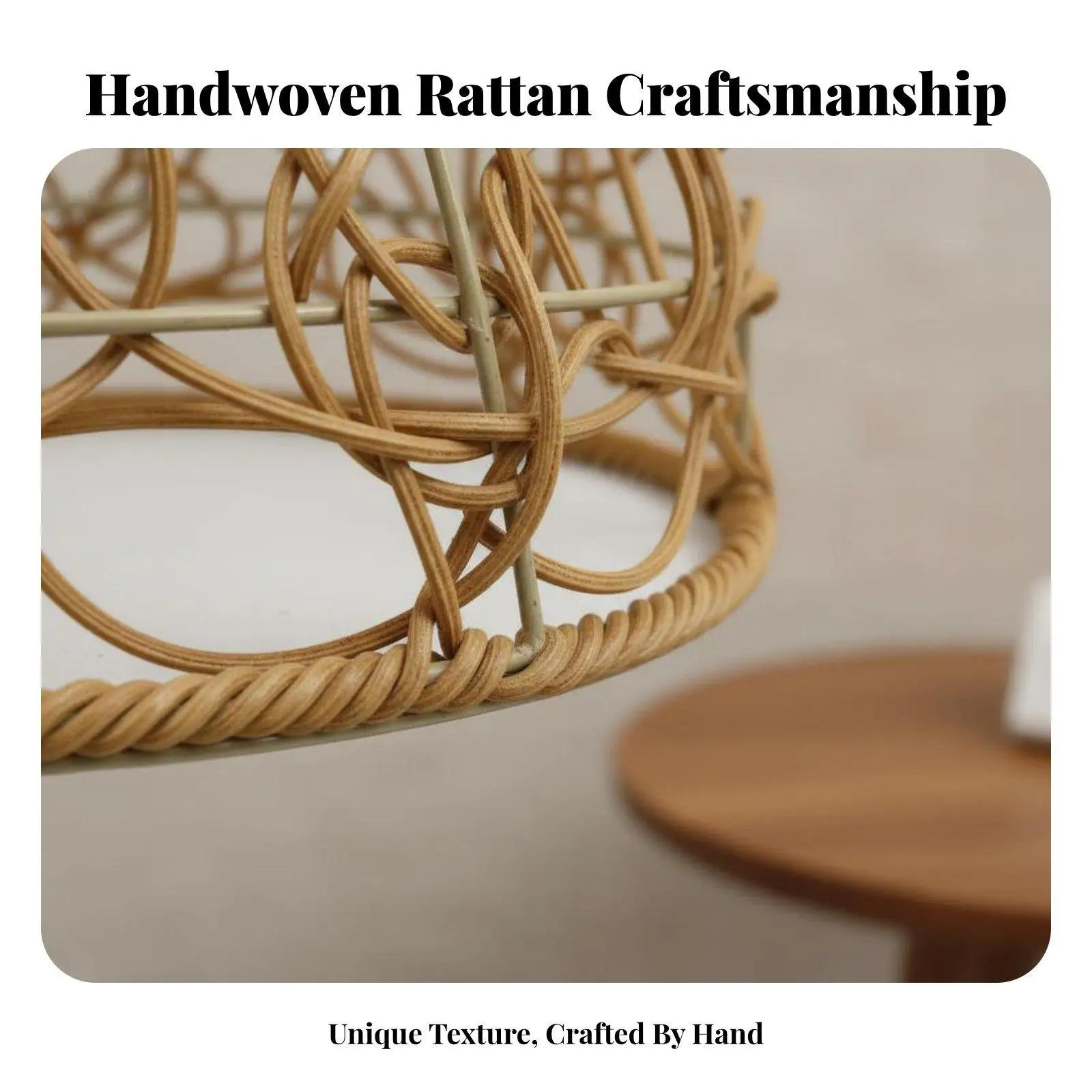Rattan Lampshade for Pendant Lamp Hollow Weave Light Cover with Iron Frame for Cozy Home