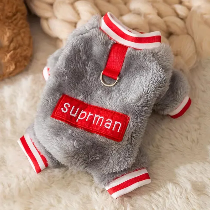 Fashion Pet Clothing Winter New Dog Clothes Puppy Comfortable Warm Four Legs Fleece Coat Teddy Biker Onesie XS-XL