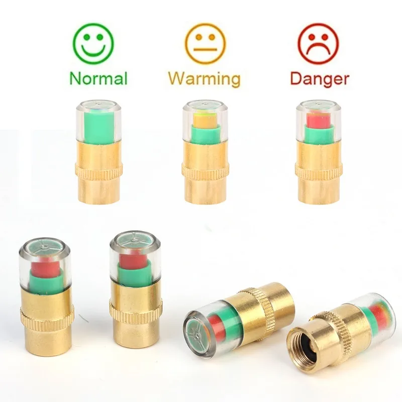 1/4/8pcs Car Tire Pressure Indicator Tire Pressure Gauge Indicator Alert Monitoring Valve Cap Sensor External Valve Detection