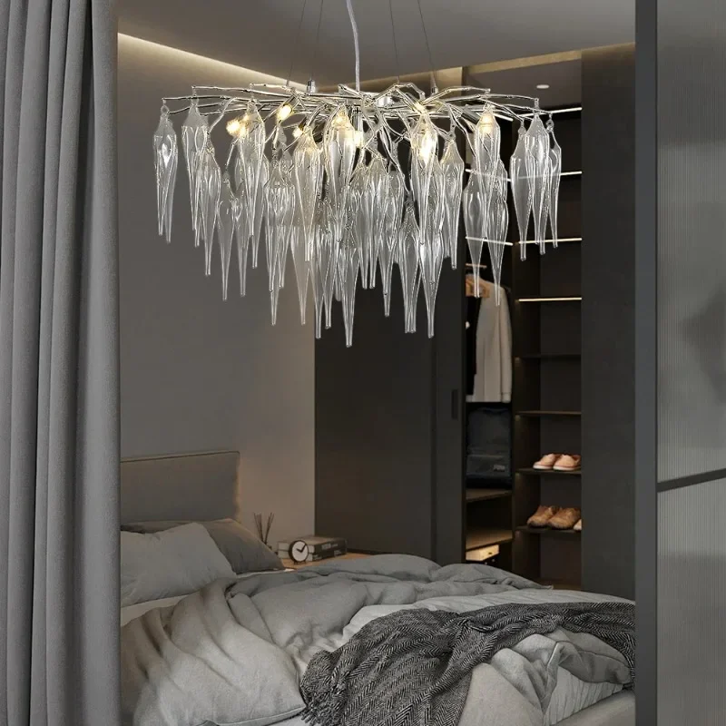 Modern Crystal Chandelier Living Room Home Decor Bedroom Hotel Lobby Gold Sliver Hanging Branch Pendant Light Fixture LED