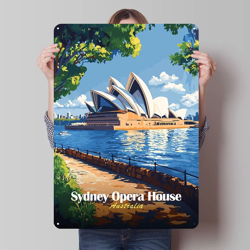 Плакат Sydney Opera House, винтажные металлические тарелки, аксессуары для бара, предметы домашнего декора, металлическая вывеска на заказ для украшения стен