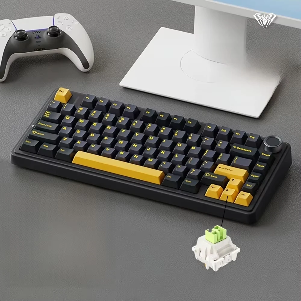 Aula F75 75% Mechanical Keyboard Wireless Hotswap Gaming Keyboard with 5-Layer Padding Knob Control Wireless/2.4G/USB-C & RGB
