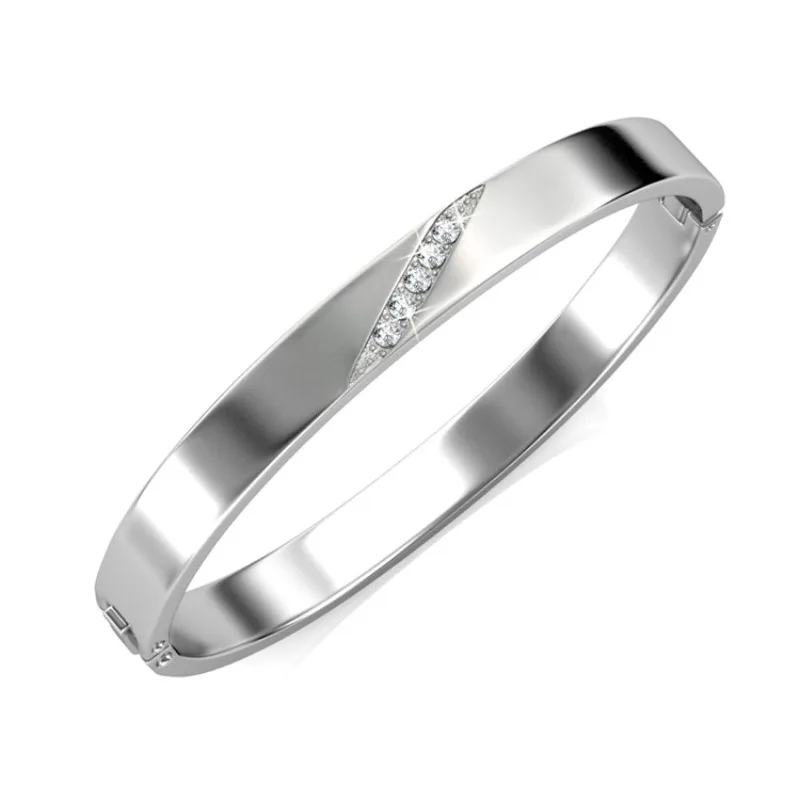 

Daisini Simple Bracelet Quality Brass with 18K White Gold Plated Embellished with Premium Swarovski Crystals Trendy Simple Gifts