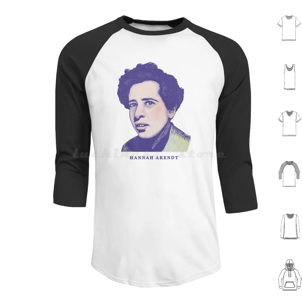 Hannah Arendt Hoodies Manga Longa Hannah Arendt Retrato Filosofia Teorista Político Autor Escritor Praxis Literatura