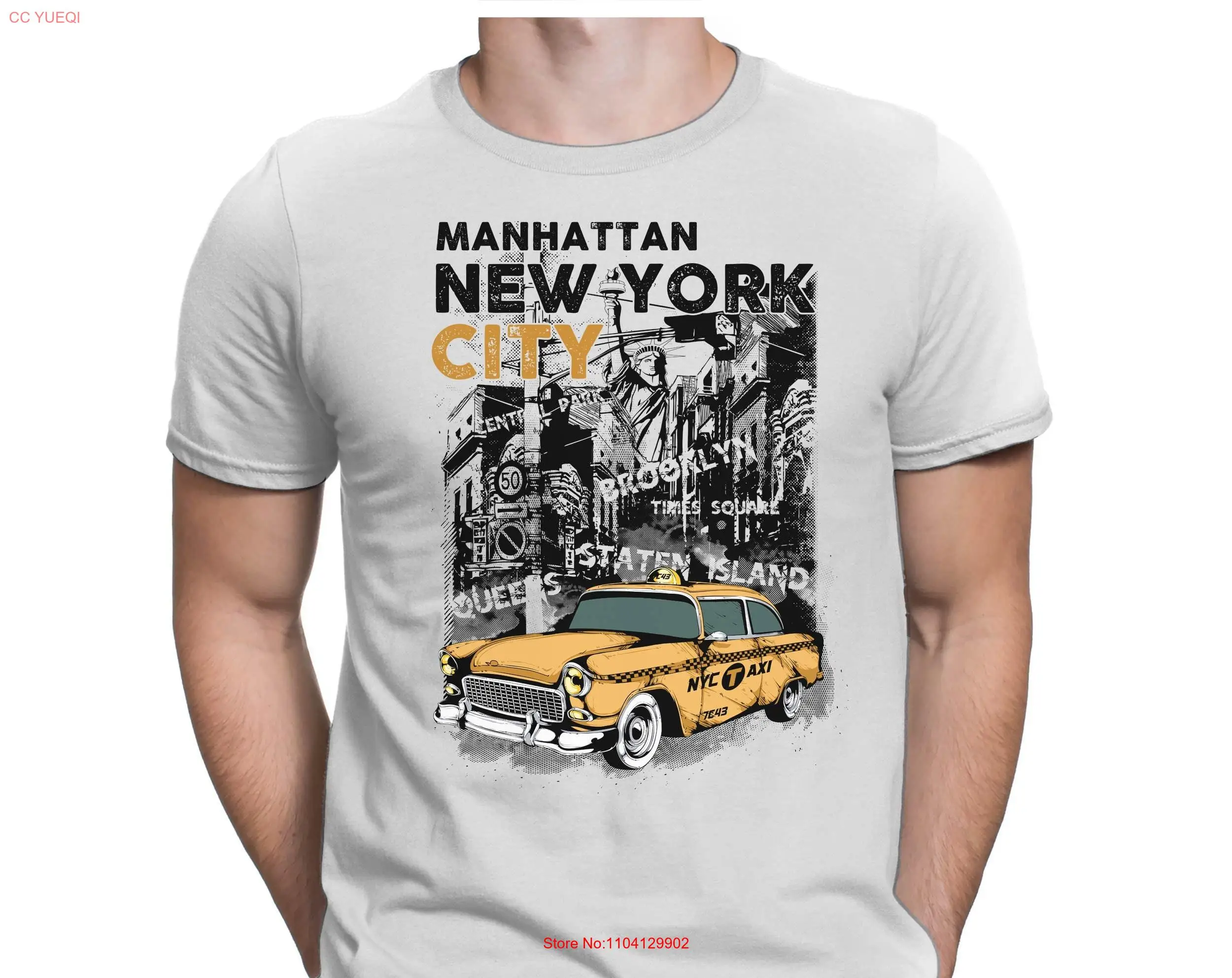 Мужская забавная футболка New York City Taxi от размера до 4XL PAPAYANA с длинными или короткими рукавами