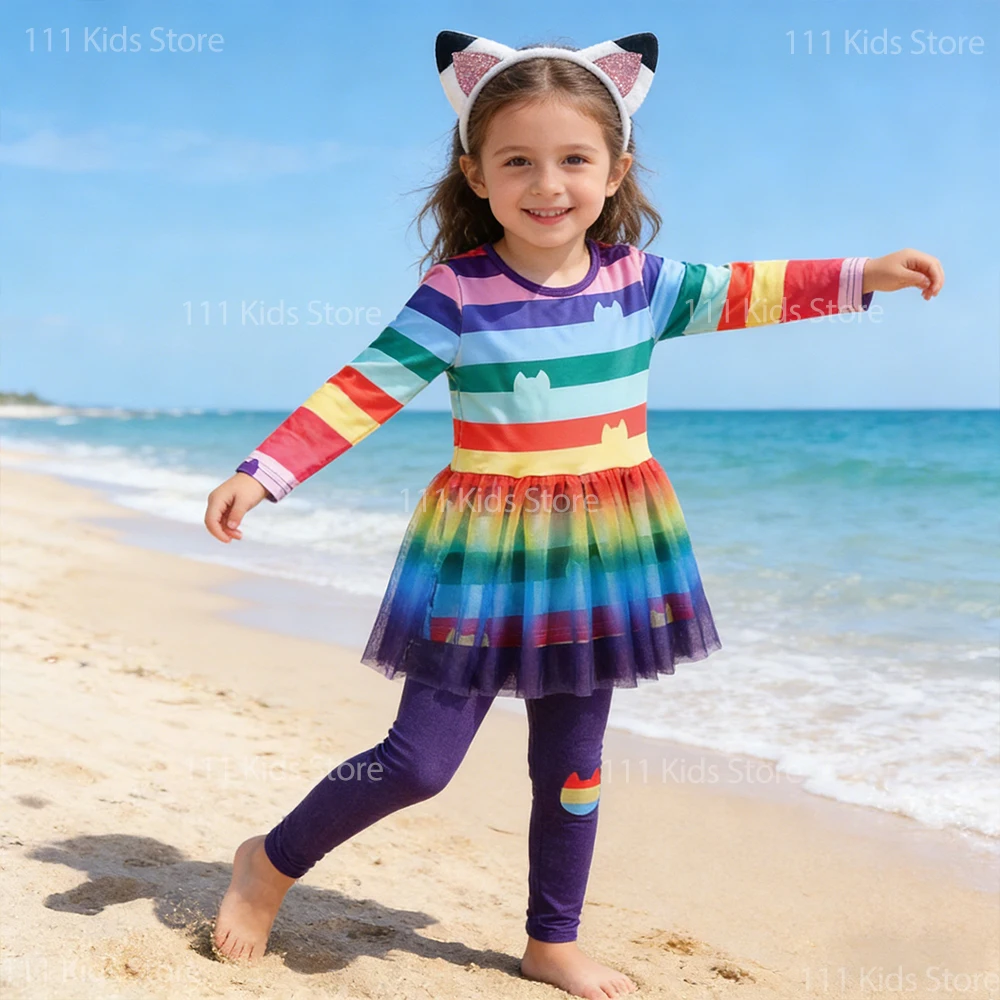 

Карнавальные костюмы для девочек, 2 предмета в комплекте с повязкой на голову, на Хэллоуин, детские, мультяшные, в стиле «Кукольный домик Гэбби», для косплея и выступлений, летние