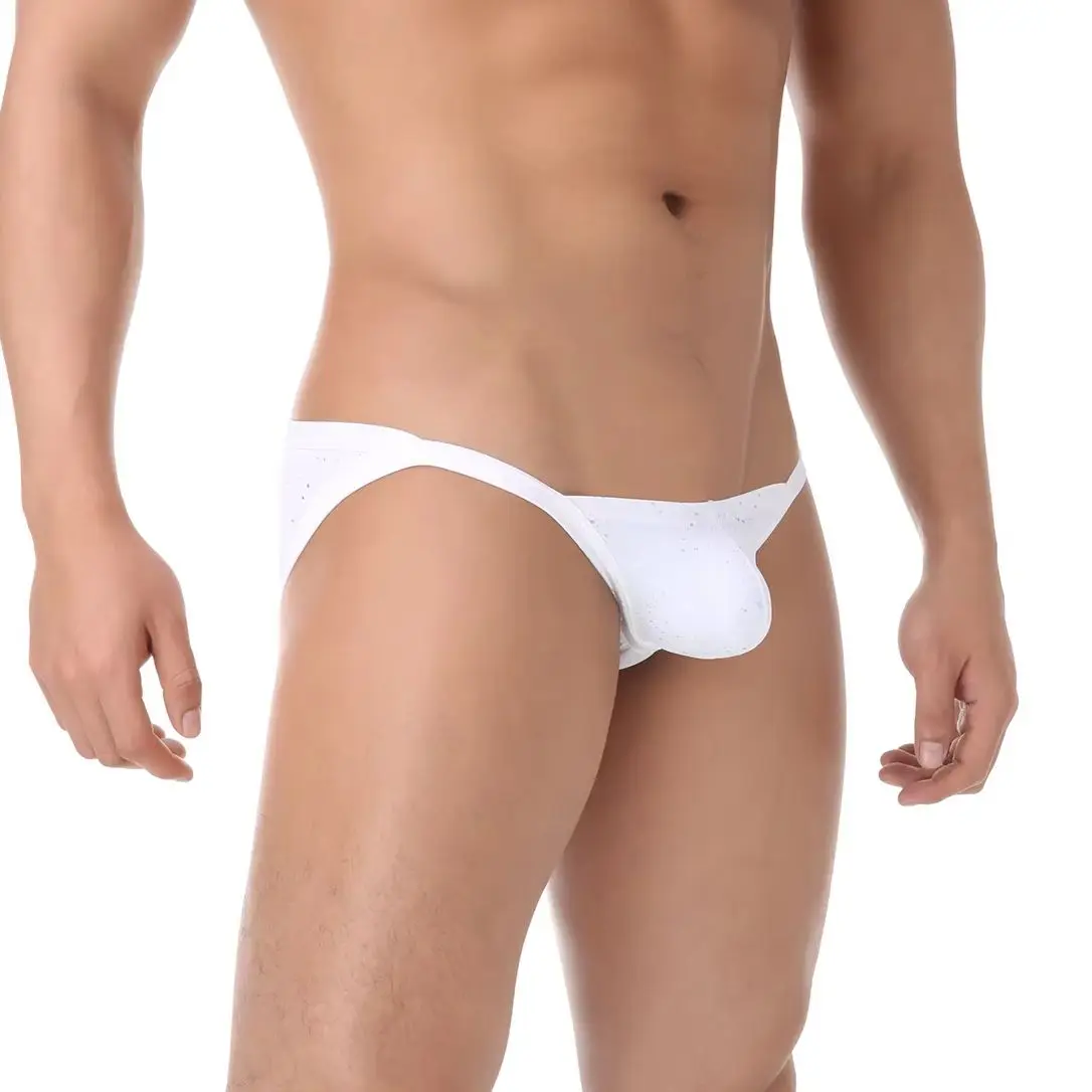 

Men's Panties Briefs Sexy Bikini U Convex Pouch Breathable Underpants Elastic Sequin Shiny Low-rise Underwear Male Lingerie
