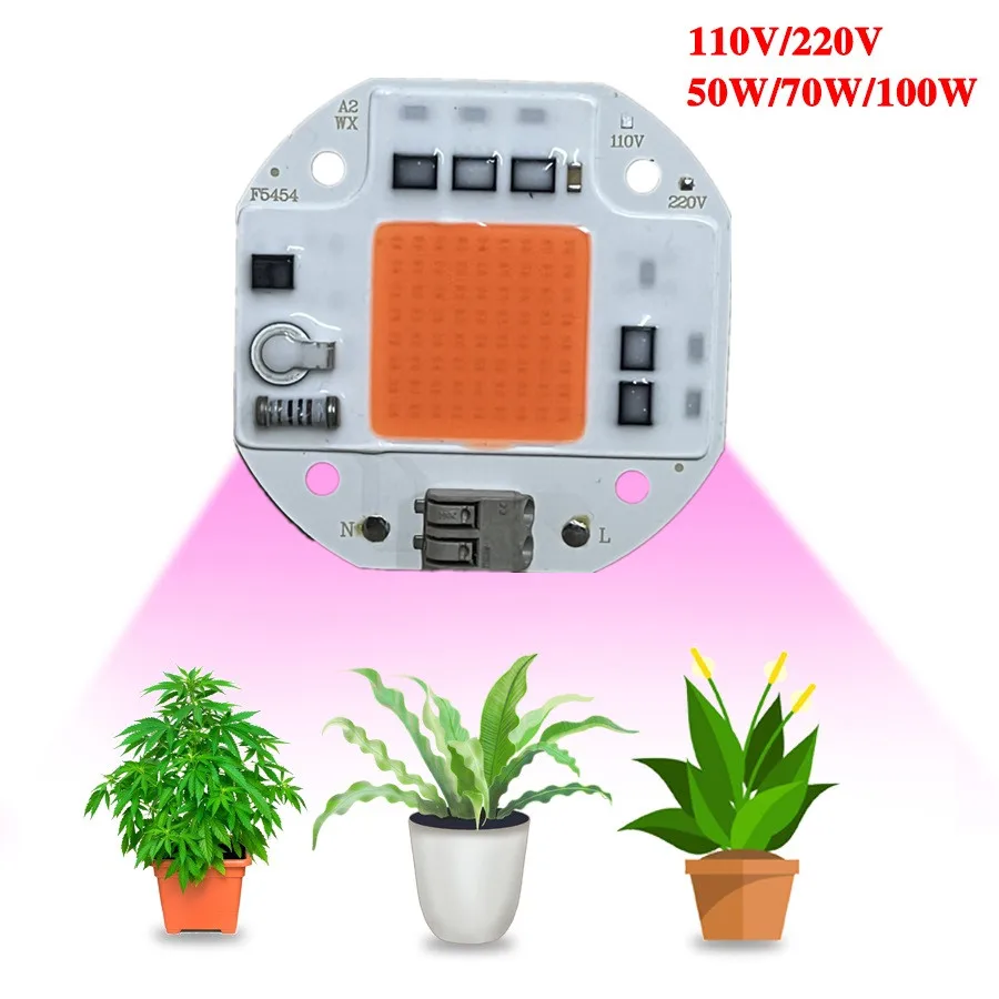 100W 70W 50W COB LED Grow Light Welding Free 220V 110V LED Chip for Plants Growing Grow Light Tent Full Spectrum LED Phytolamp