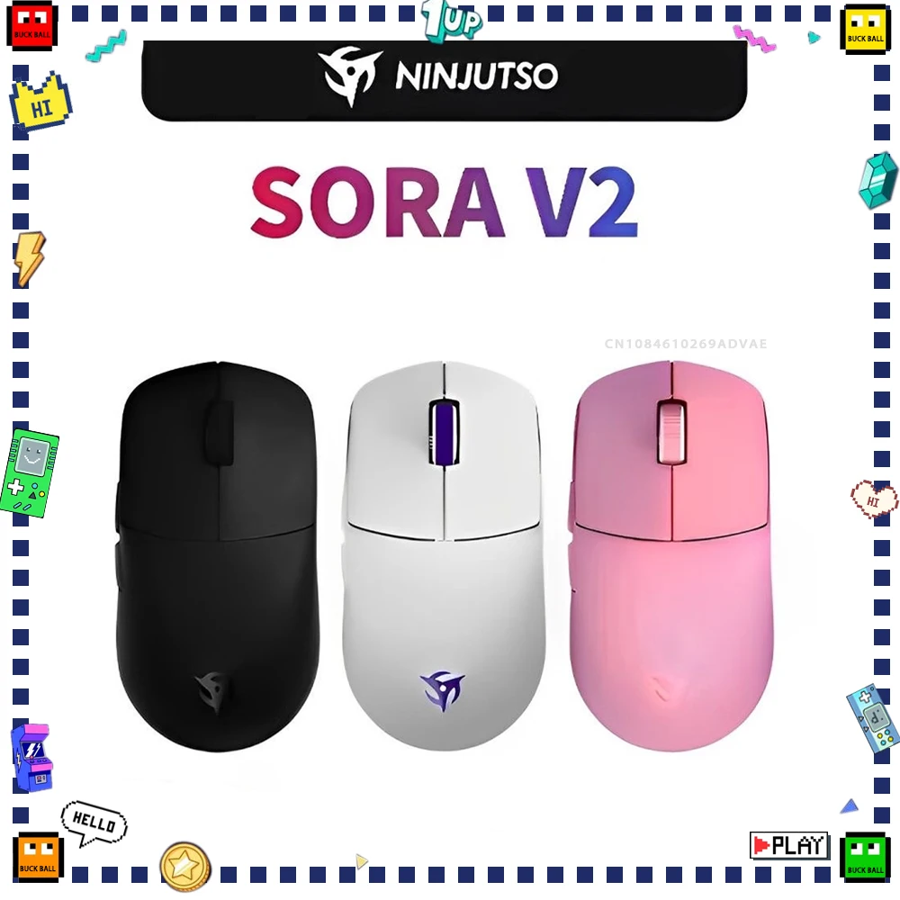 

Ninjutso Sora V2 Mouse Dual Mode Wireless Mouse 8K Polling Rate PAW3395 Custom Lightweight Gaming Mice FPS Gamer PC Accessories