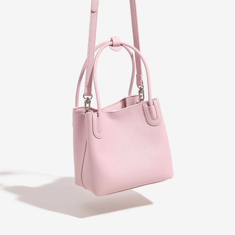 Nieuwe Damesmode Roze Handtassen Retro PU Lederen Emmer Schoudertas Onderarm Tas Casual Vrouwen Groentemand Kleine Handtassen