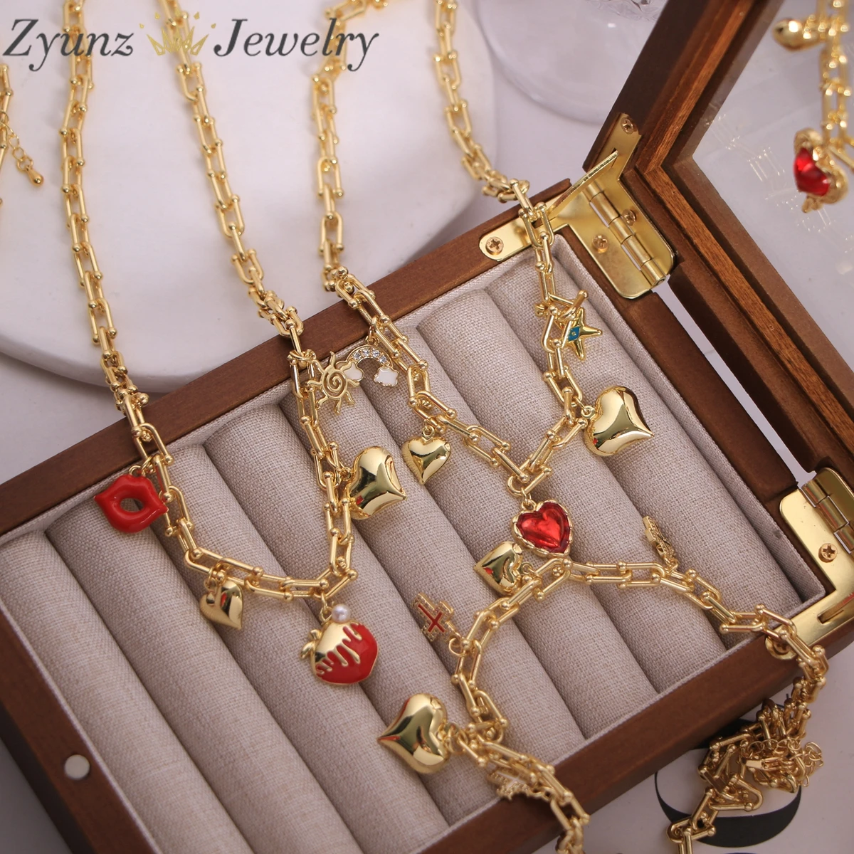 5pcs, Statement U Shaped Clavicle Chain Heart Star Necklaces Chokers for Women Gold Plated Jewelry