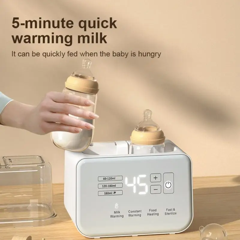 Multifunctional Baby Bottle Warmer Fast Sterilizer Double Bottle Large Window Designing for Breastmilk and Formula