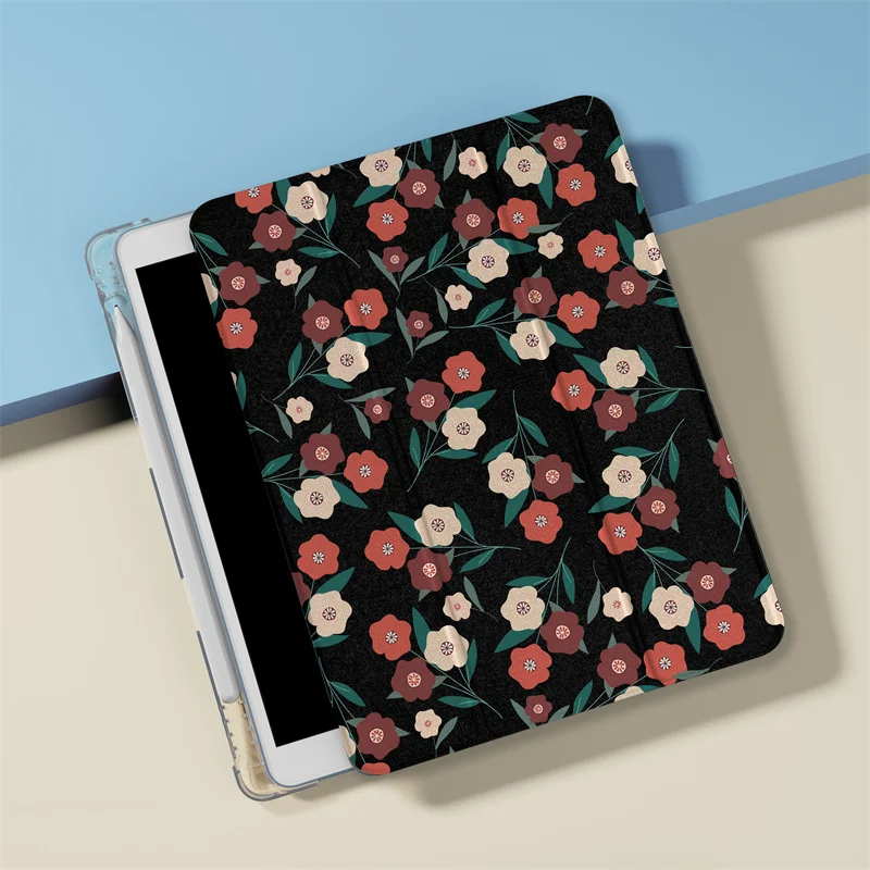 Cute Flower Case For Apple iPad Pro 2024 11 inch Air5/4 10.9 iPad 10/7/8/9 9.7 Air 3 10.2/10.5\'\' mini 6/5 Cover with Pen Holder