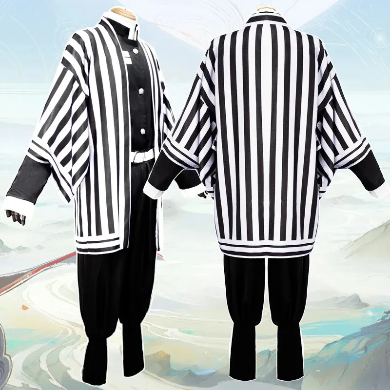 

qa156Anime Demon Slayer Cosplay Costume Kimetsu No Yaiba Iguro Obanai Haori Kimono Wig White Snake Props Set Carnival Party Unif