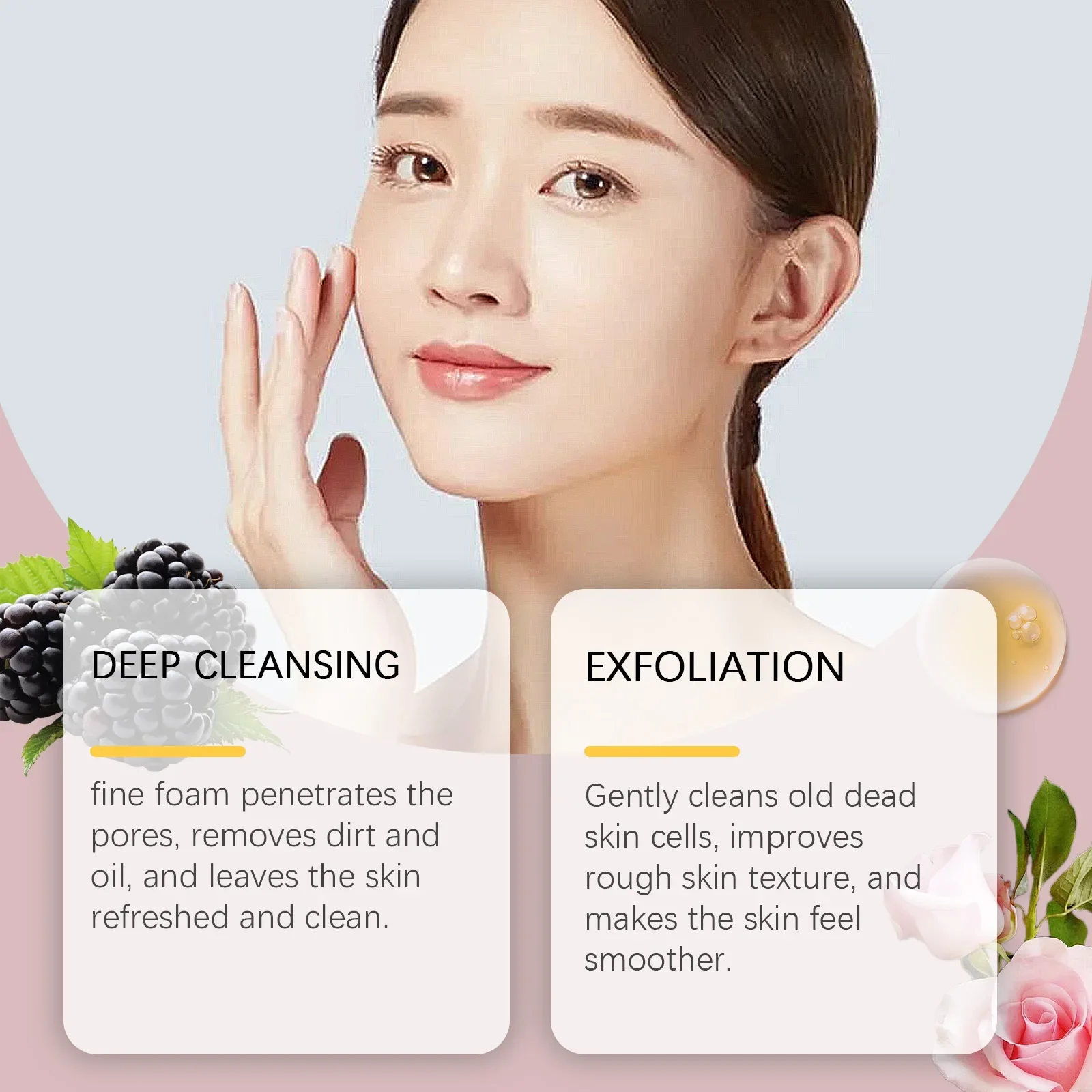 

Rice Facial Cleanser Oil Control Moisturizing Remover Skin Cleansing Brightening Rejuvenation Face Wash Foam Face Cleanser