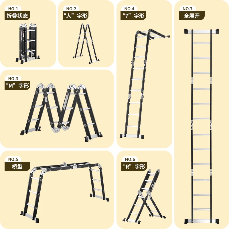 steel-aluminum-combination-folding-a-frame-ladder-4-fold-telescopic-ladder-straight-ladder-double-sided-articulated-ladde