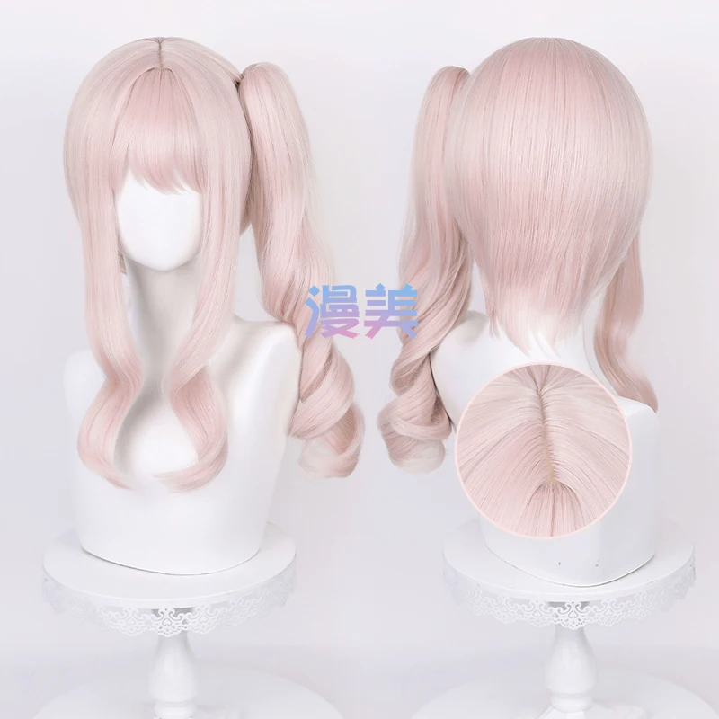 Anime Akiyama Mizuki Cosplay Wig Long Pink Curly Scalp Hair Heat Resistant Synthetic Hair For Halloween 45cm