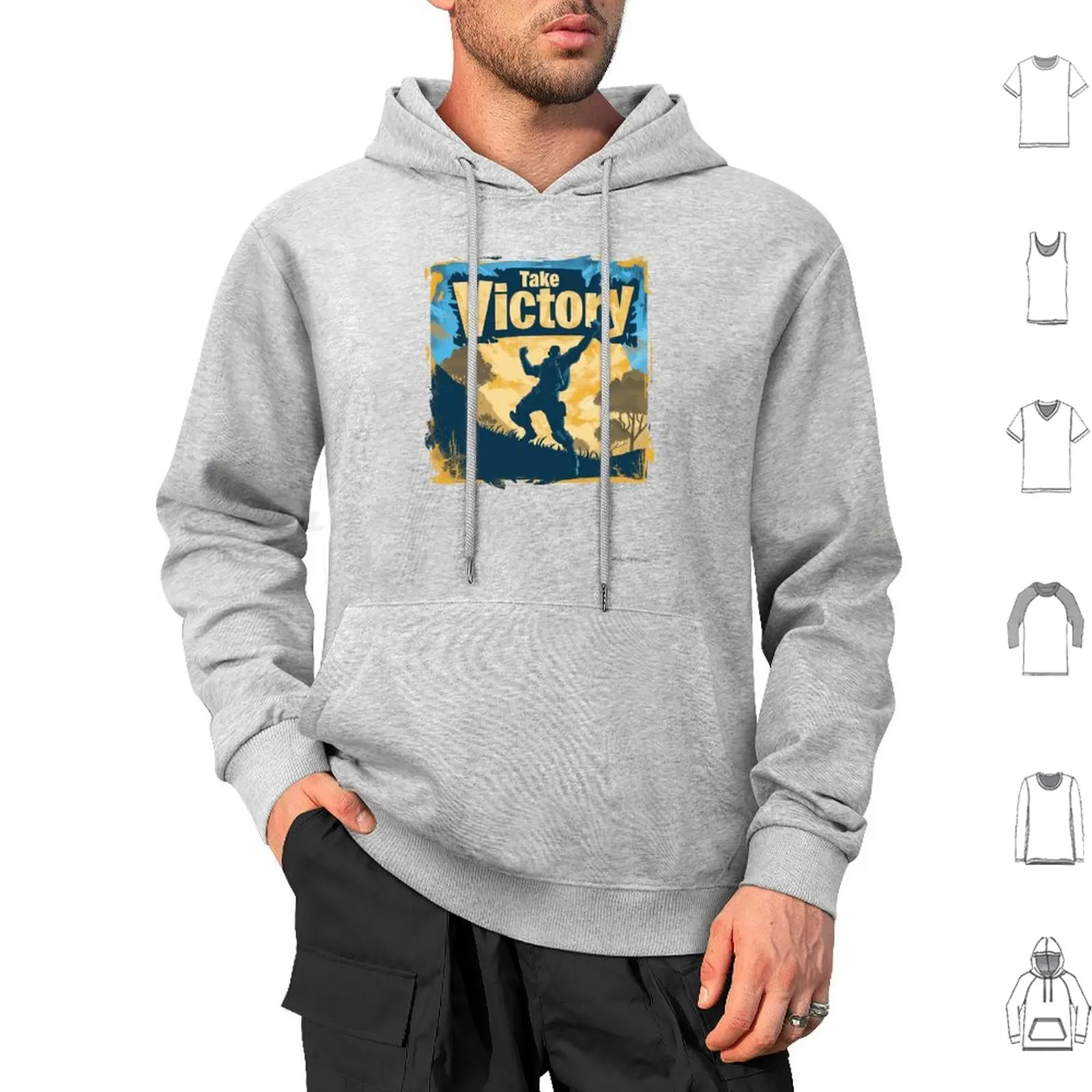 Take-Sudadera con capucha de algodón de manga larga Take Celebration Gamer Royale Gaming Fan Battle Royale Videojuego Celebración Pose