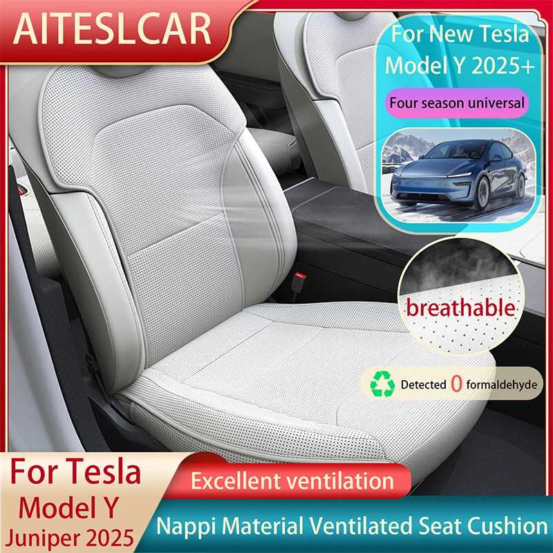 Car Seat Cover Cushion For Model Y L / Y Juniper 2025 Full Car Ventilated Seat Cover+Backrest Seat Cushion Interior Accessories