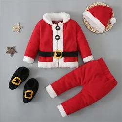 Toddler Boys Girls Christmas Santa Fleece Warm Outwear Cosplay Set Outfits Clothes Infant Long Sleeve