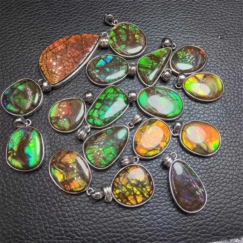 S925 Natural Ammolite Pendant  Women Men Sugilite Pendant Necklace Healing Fengshui Jewelry 1pcs