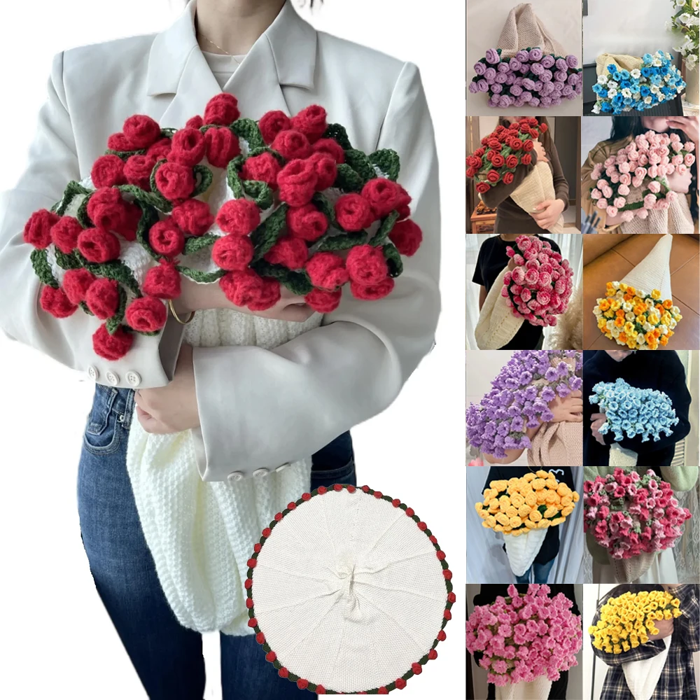 

1PC Rose Bouquet Blanket Finished Products Fuzzy Blanket Cotton Fringe Plaid Blanket Valentine's Day Gift покрывало на кровать