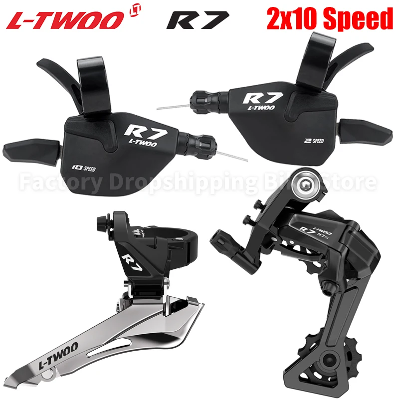 LTWOO R7 2x10 Speed Flat Bar Road Bike Shifters Transmission Kits 28T/32T Rear Derailleur Compatible Shimano Bicycle Accessories