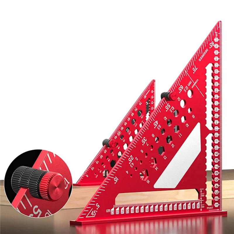 B23B Righello per marcatura ad angolo retto con perno di posizionamento, strumento ad alta precisione multiangolo per la lavorazione del legno con righello triangolare