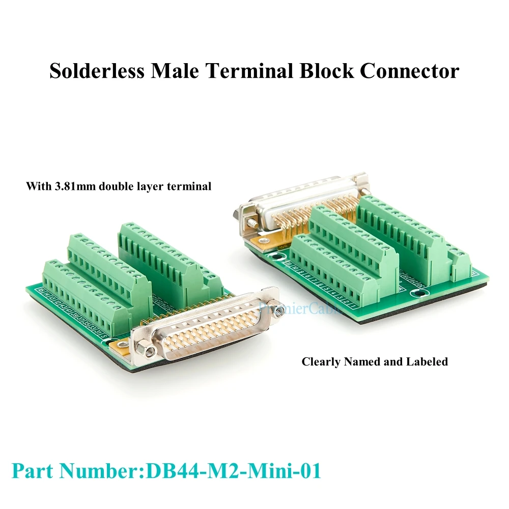 DB44 Solderless Connector D-SUB DB44 Male to 44Pin Terminal Screw Breakout Board Din Rail Mounting for CNC Mechanical Equipment