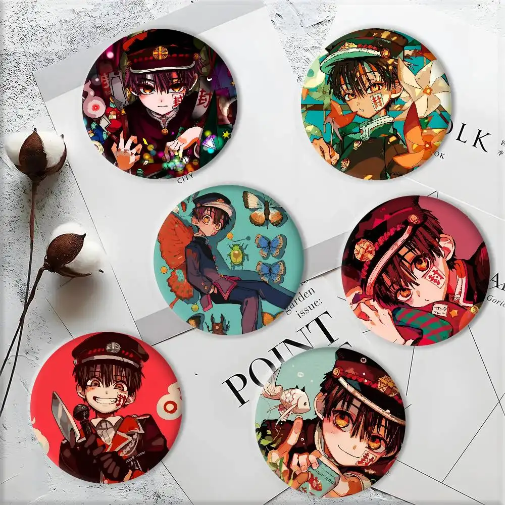 Anime T-Toilet-bound H-Hanako-kun Hanako-Kun Badges 44 58 75 mm Round Cosplay Pin Bag Decor Fans Collect Friends Gifts Brooch