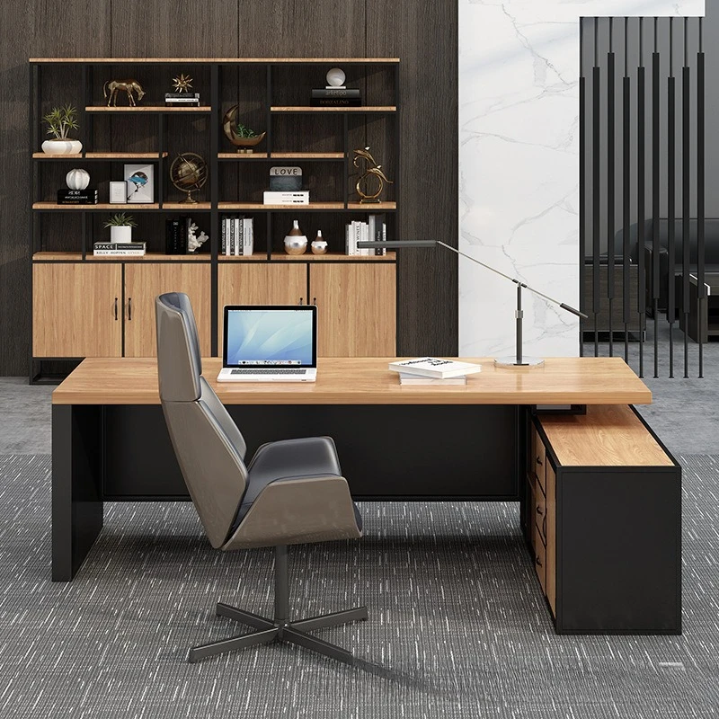 

LOFT solid wood desk with drawers, simple and modern boss manager desk single desktop computer desk and chairs