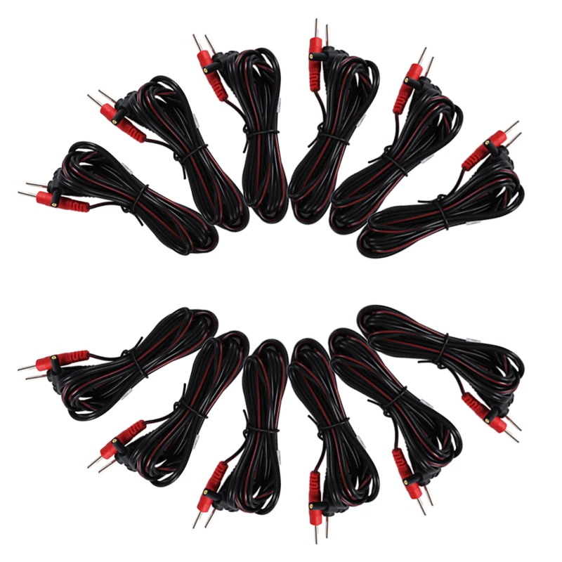 10/20 PCS Electrode Wires Conductive Standard Pin Connection Cables for TENS Unit Muscle Stimulator Digital Therapy Tool Machine