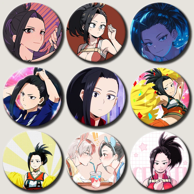 

58mm Anime Character Momo Yaoyorozu Soft Button Pin Hero Cartoon Brooch Creative Badge for Backpack Clothes Decoration Gift