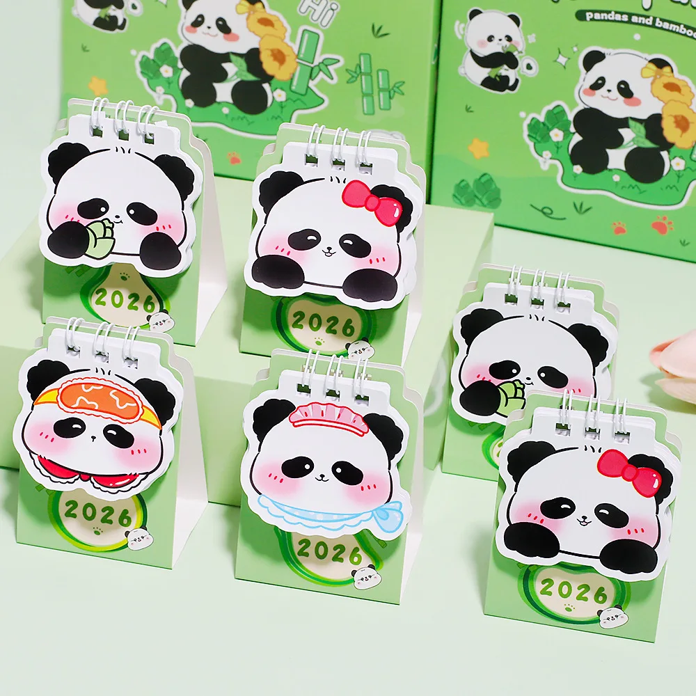 2026 Mini Cute Red Panda  Desk Calendar Compact and Portable Creative Desktop Ornaments Mark Notes Small Calendar Gift  Lovely