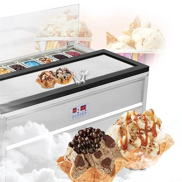 Cold Stone Marble Slab Counter Cookie Sand Gelato Hard Ice Cream Batch Freezer Making Machine Workbench
